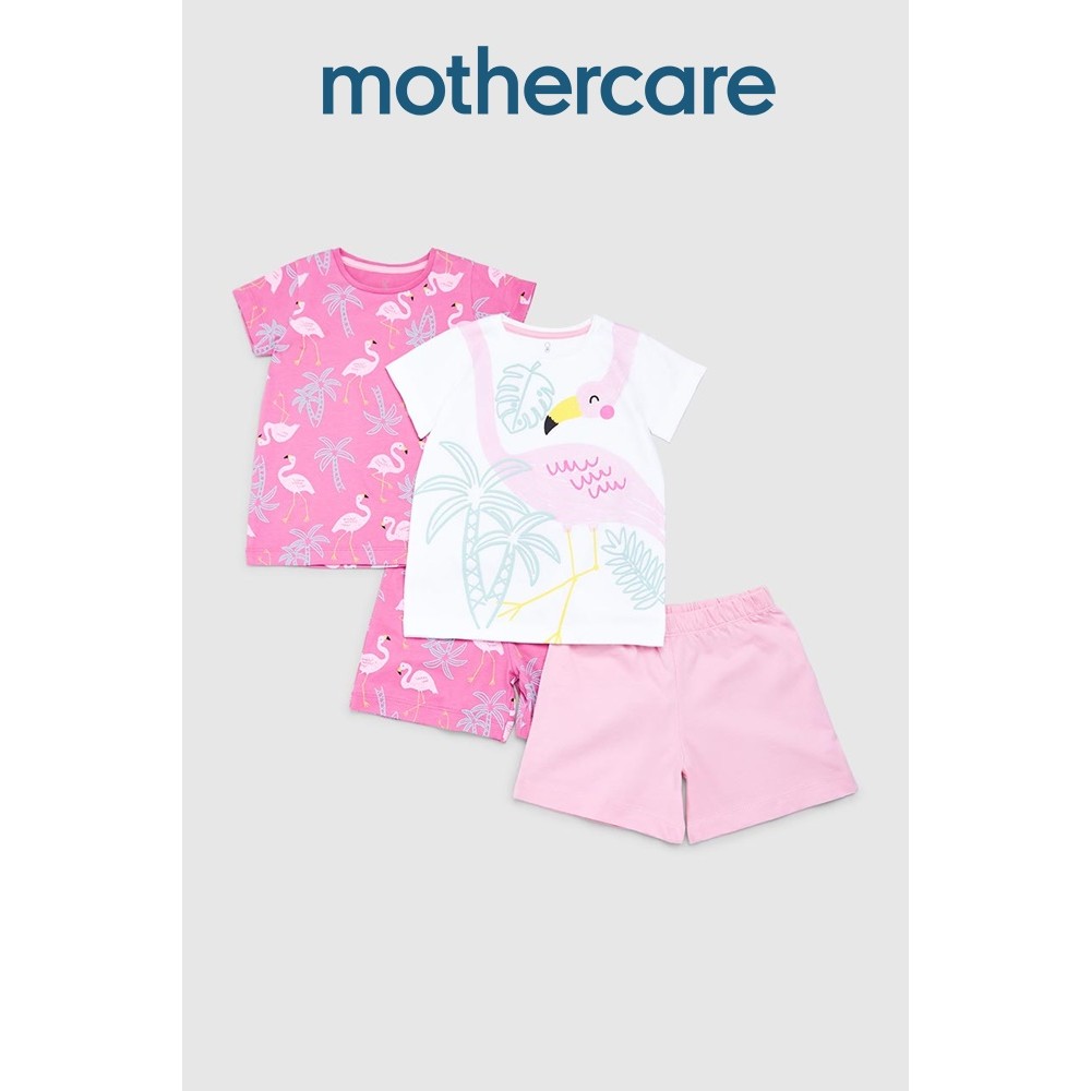 Bộ đồ ngủ bé gái Mothercare Flamingo Shortie Pyjamas - 2 Pack HD922