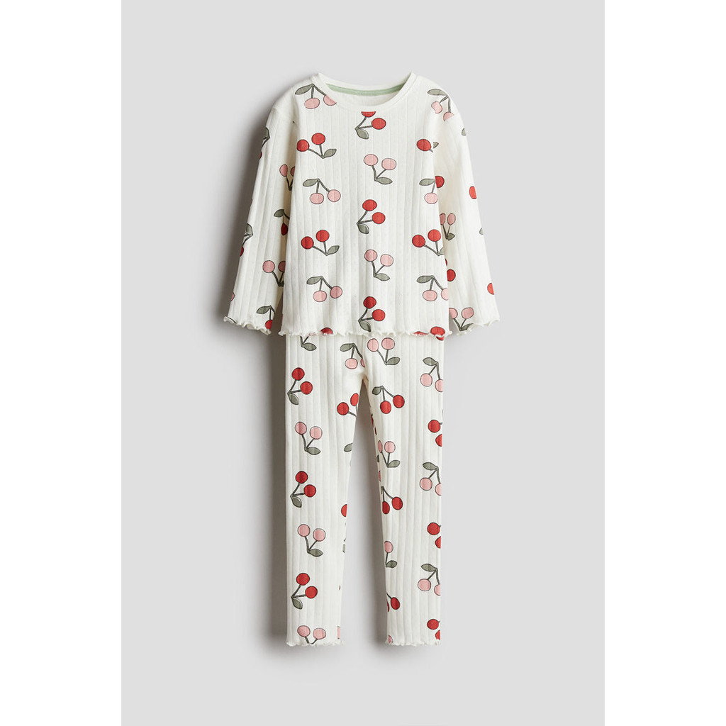 H&M(เอชแอนด์เอ็ม) ชุดนอนผ้าฝ้ายลายริบแบบมีรอยหยัก เด็กผู้หญิง 1241119_3