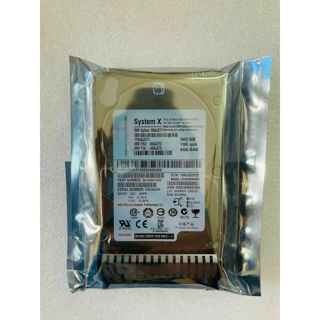 สำหรับ 00AJ071 00AJ072 00AJ073 ฮาร์ดไดรฟ์ SAS ขนาด 2.5 นิ้ว 900GB 10K RPM 6GBPS G3HS