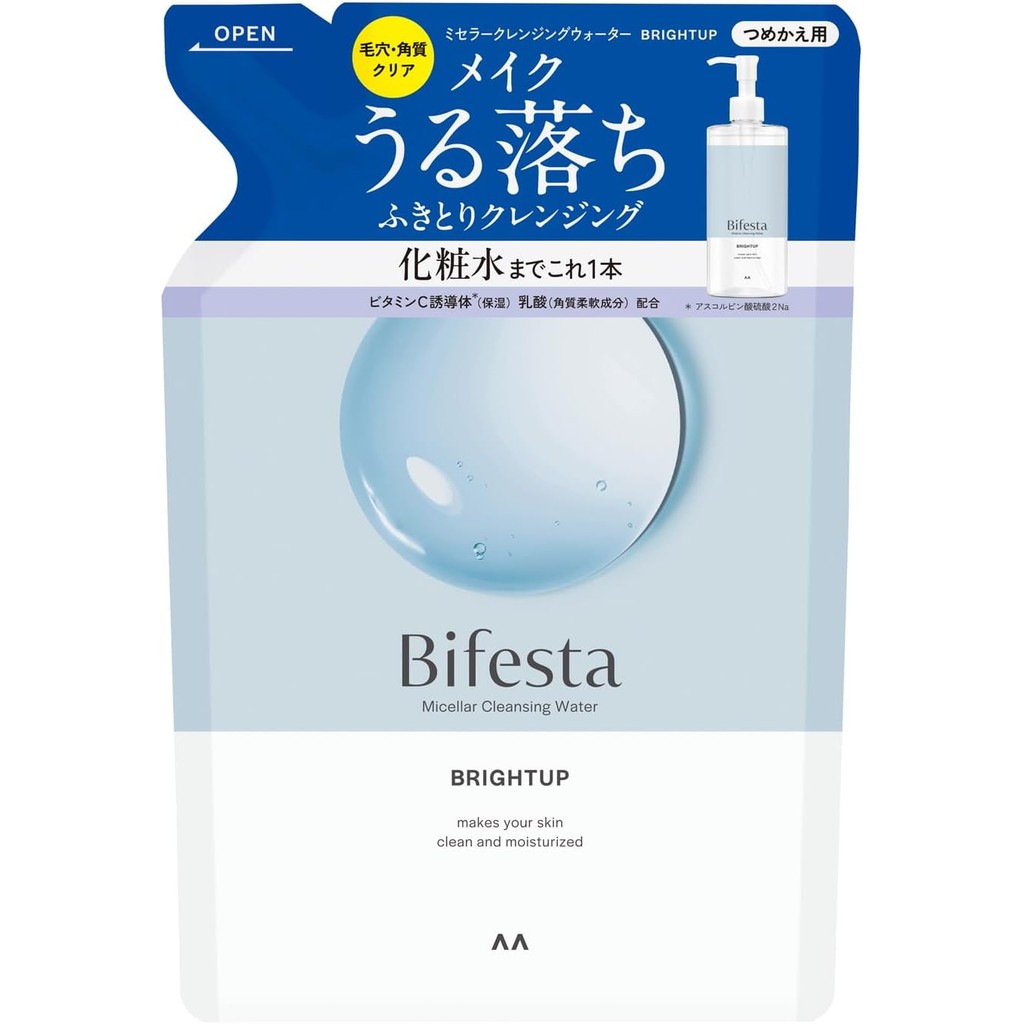 Bifesta Micellar Cleansing Water, Bright-Up, Refill, Wiping Type, Pores & Exfoliation, Clear from Lo