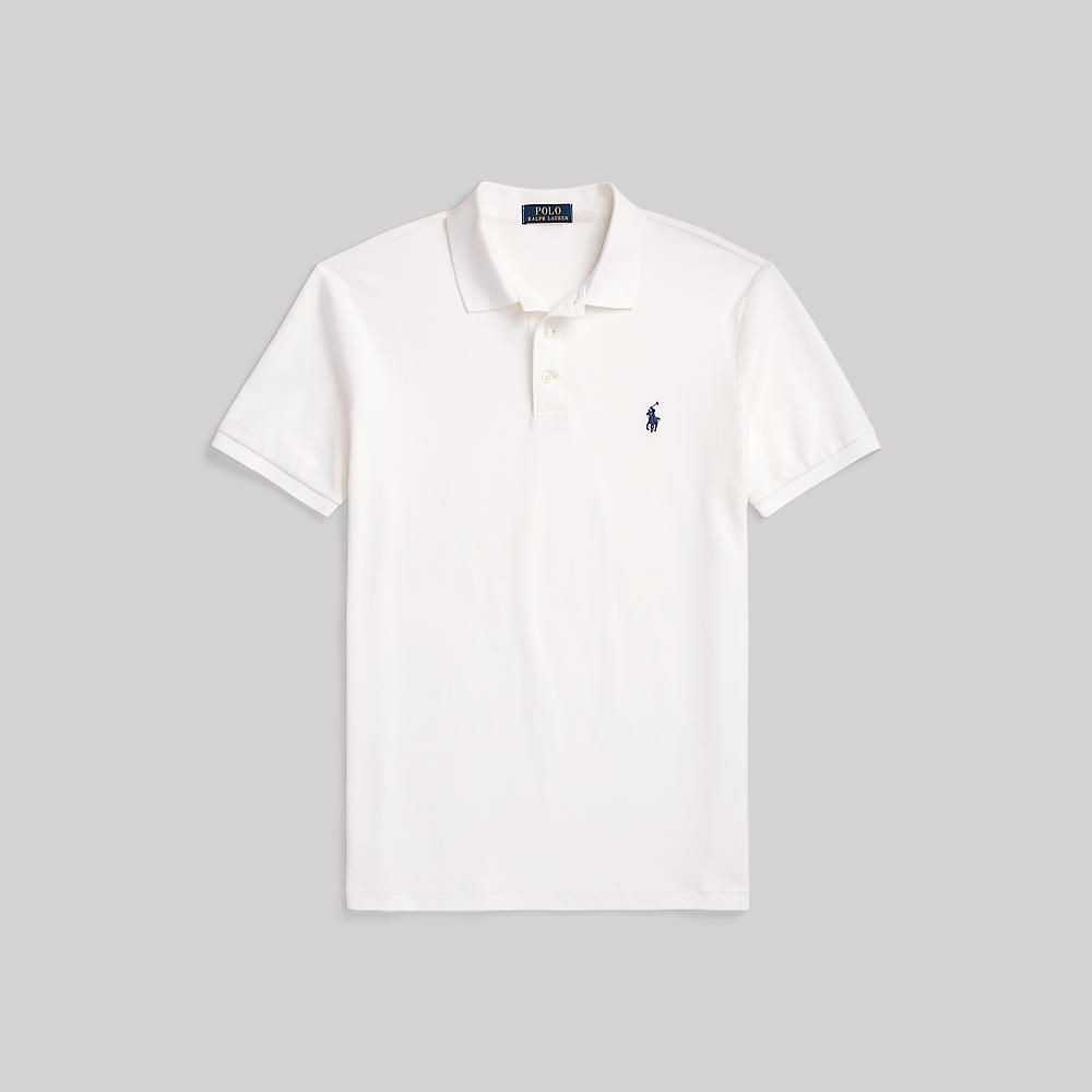Polo Ralph Lauren เสื้อโปโลผู้ชาย Custom Slim Fit Stretch Mesh Polo Shirt รุ่น MNPOKNI1N822982 สีขาว — صورة 5