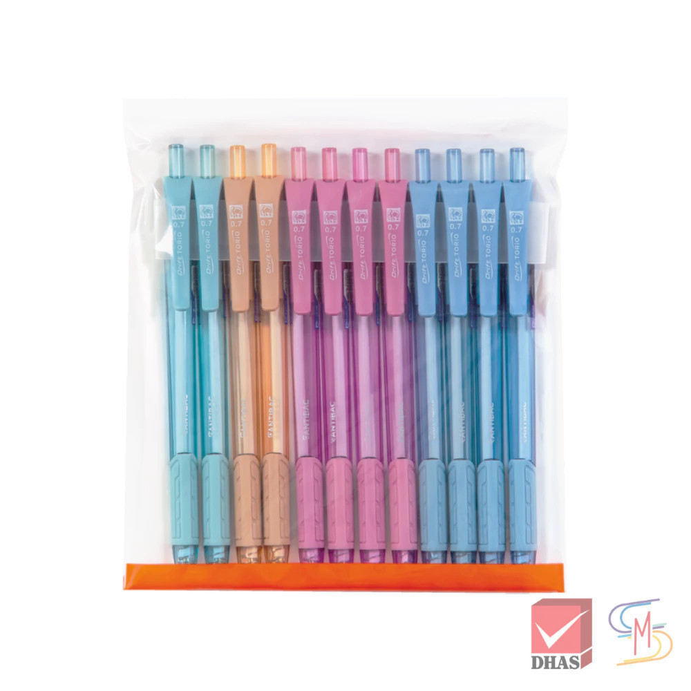 (แพ็ค 12 ) Elephant ตราช้าง ปากกา ปากกาลูกลื่น ดริฟท์ โทริโอะ 0.7 น้ำเงิน คละสี จำนวน 12 ด้าม/แพ็ค - รูปที่ 4