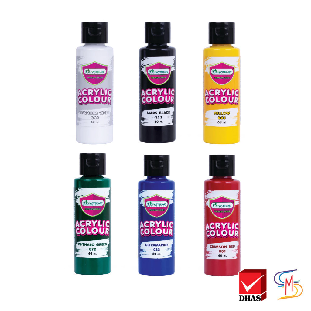 Master Art มาสเตอร์อาร์ต สีอะคริลิค 60 มล. 6 เฉดสี จำนวน 1 ขวด