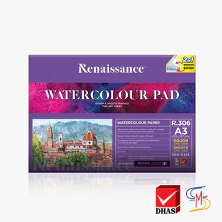 Renaissance สมุดวาดเขียน กระดาษ 100 ปอนด์ เนื้อหยาบ + เรียบ หนา 200 G 15 แผ่น (1 เล่ม)