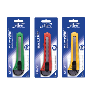 (แพ็ค 12) Elfen เอลเฟ่น คัตเตอร์ รุ่น LP-01 18 มม. คละสี จำนวน 12 อัน