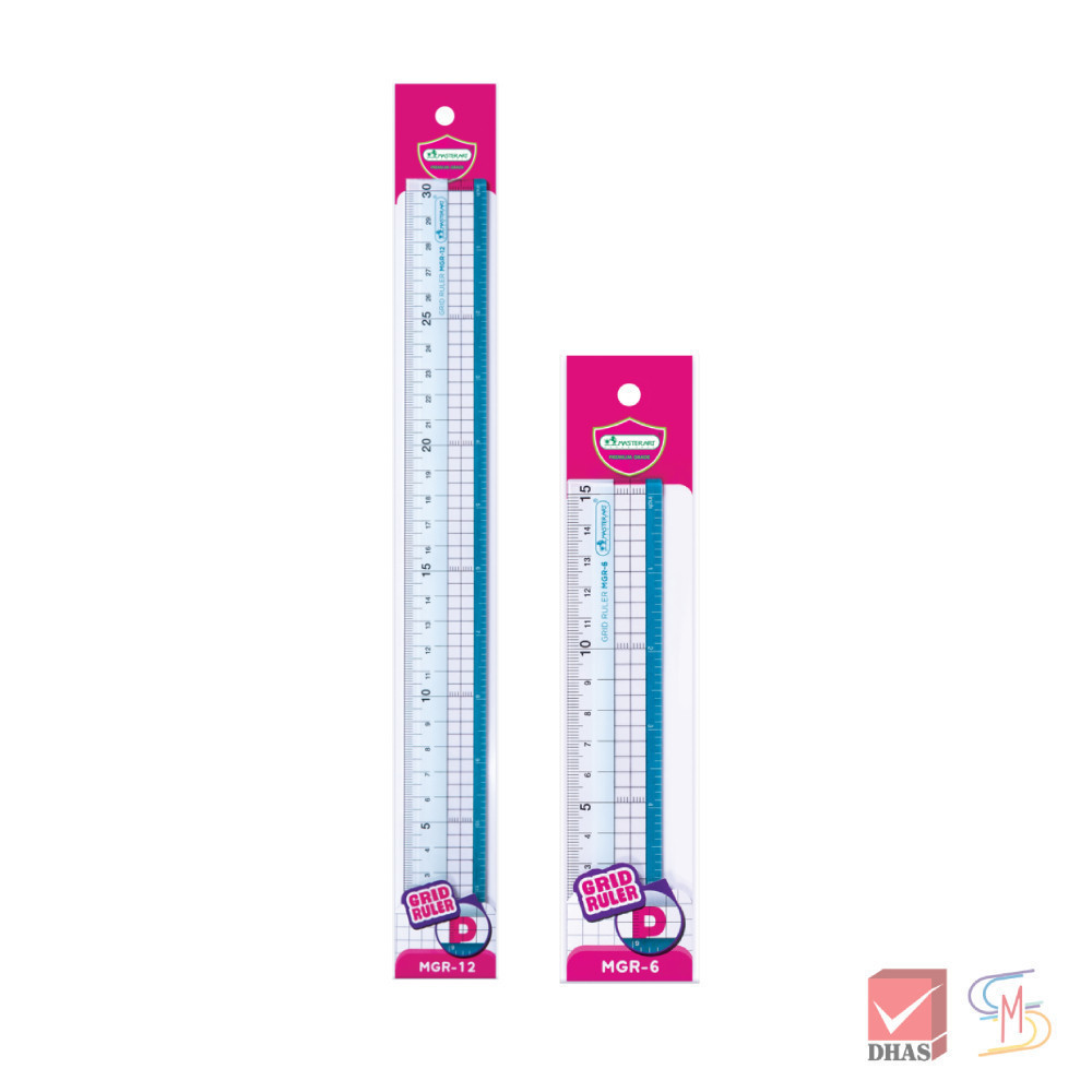 Master Art ไม้บรรทัด ไม้บรรทัดตาราง ขนาด 6 นิ้ว และ 12 นิ้ว จำนวน 1 อัน