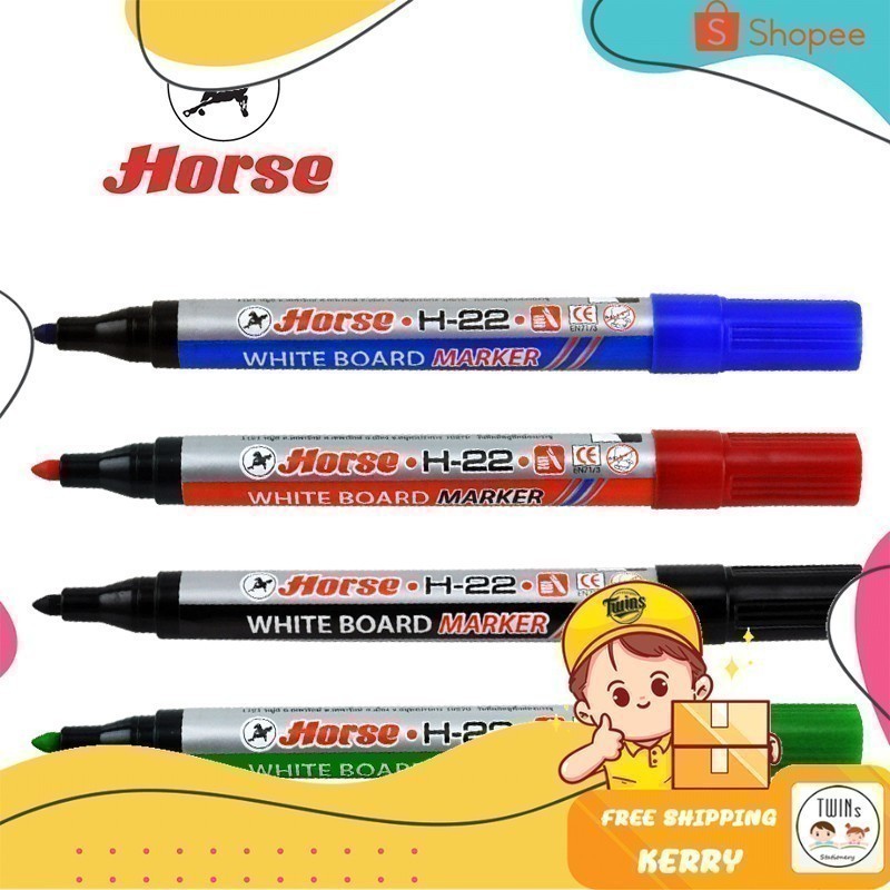 ตราม้า ปากกาไวท์บอร์ด สีแดง รุ่น H-22 แพ็ค 3