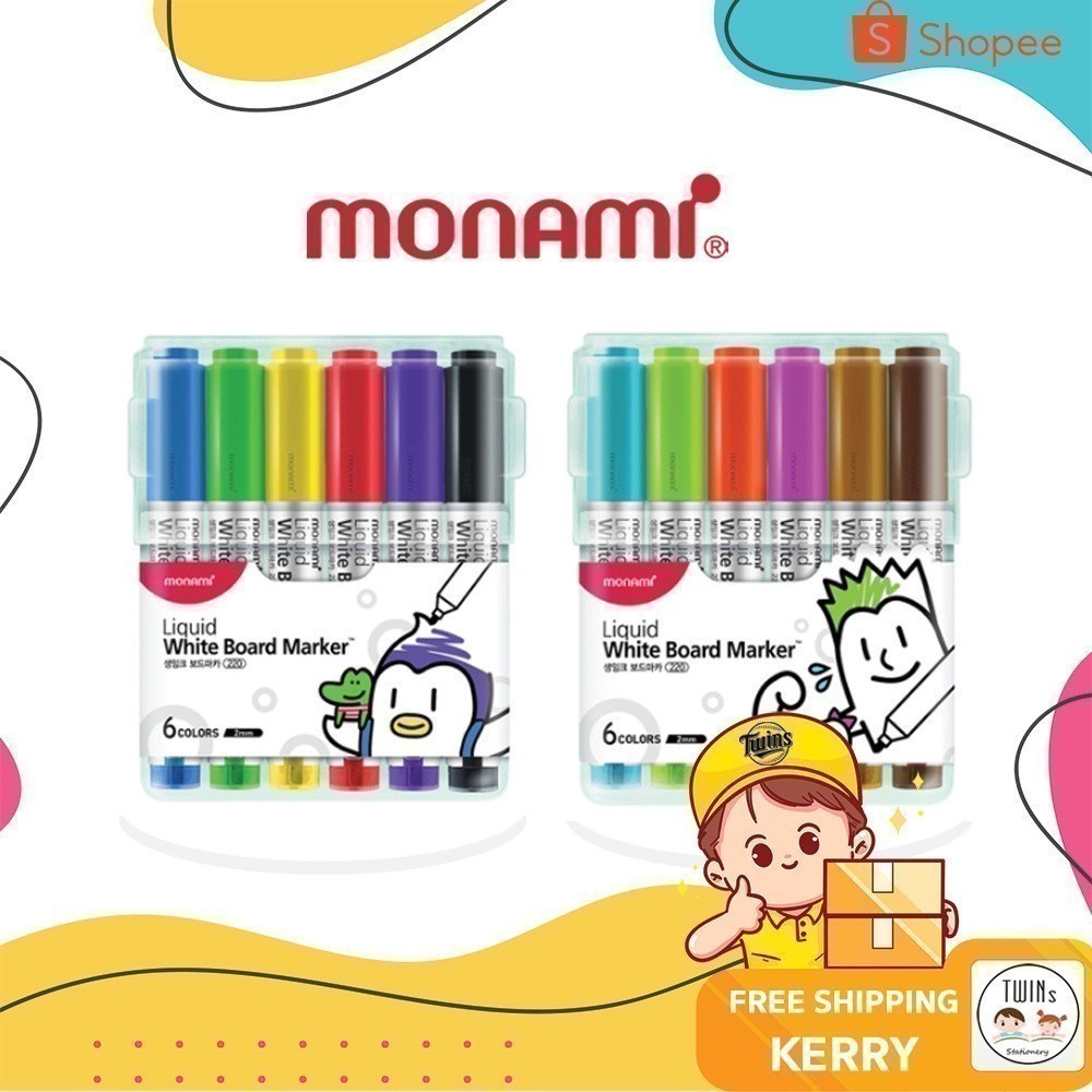 ปากกาไวท์บอร์ด WhiteBoard Monami SigmaFlo Liquid Marker รุ่น 220 หัวกลม แบบเซ็ต