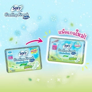 Sofy โซฟี คูลลิ่ง เฟรช เนเชอรัล สลิม ผ้าอนามัยสูตรเย็น สำหรับกลางวัน แบบมีปีก 23 ซม. จำนวน 12 ชิ้น (3 แพ็ค)