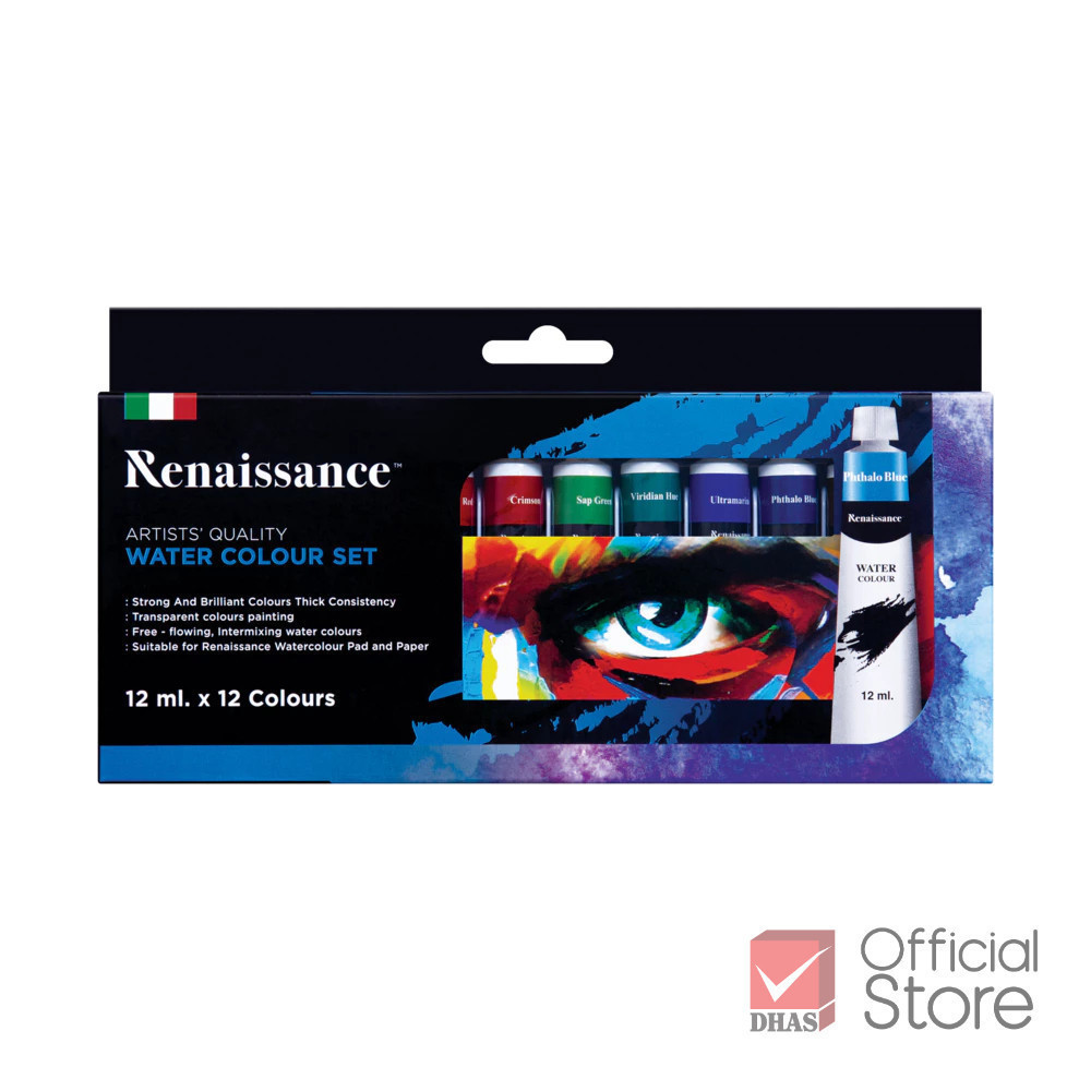 Renaissance ชุดพร้อมใช้ สีน้ำ 12 สี 12 มล. และ จานผสมสีนํ้า จำนวน 1 ชุด — صورة 4