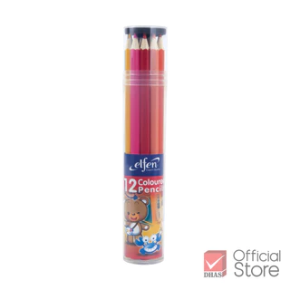 Elfen สีไม้ ดินสอสีไม้ แท่งยาว 12 สี จำนวน 1 กระบอก