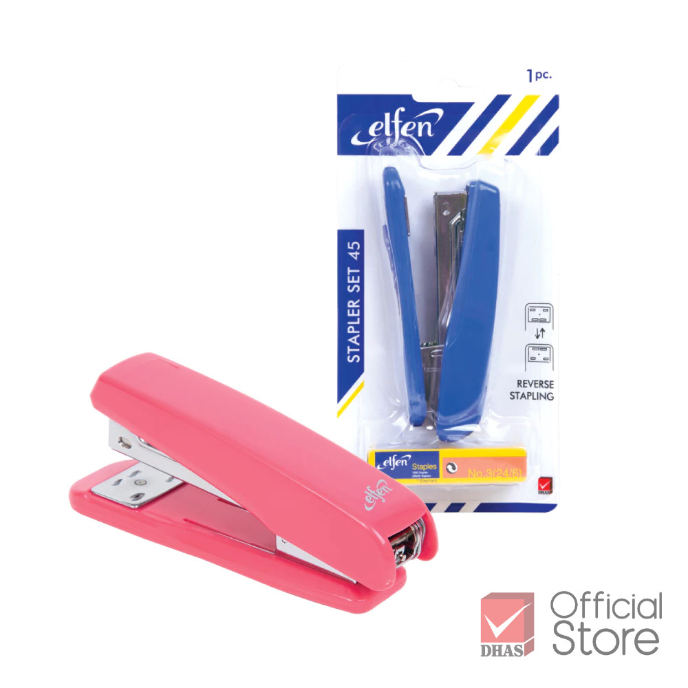 Elfen ชุดเครื่องเย็บกระดาษ + ลวดเย็บกระดาษ No.45 คละสี จำนวน 1 ชุด