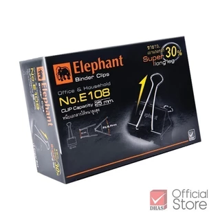 Elephant คลิปหนีบกระดาษ คลิปดำ No.E108 50 มม. จำนวน 3 กล่อง