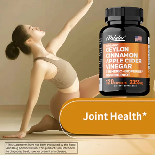 Pslalae Premium Ceylon Cinnamon & Apple Cider Vinegar Capsules พร้อมขมิ้นและโสม, รองรับน้ําตาลในเลือด, Metabolsm Booster, BioPerine® สําหรับการดูดซึมปราศจากกลูเตนที่ไม่ใช่จีเอ็มโอ
