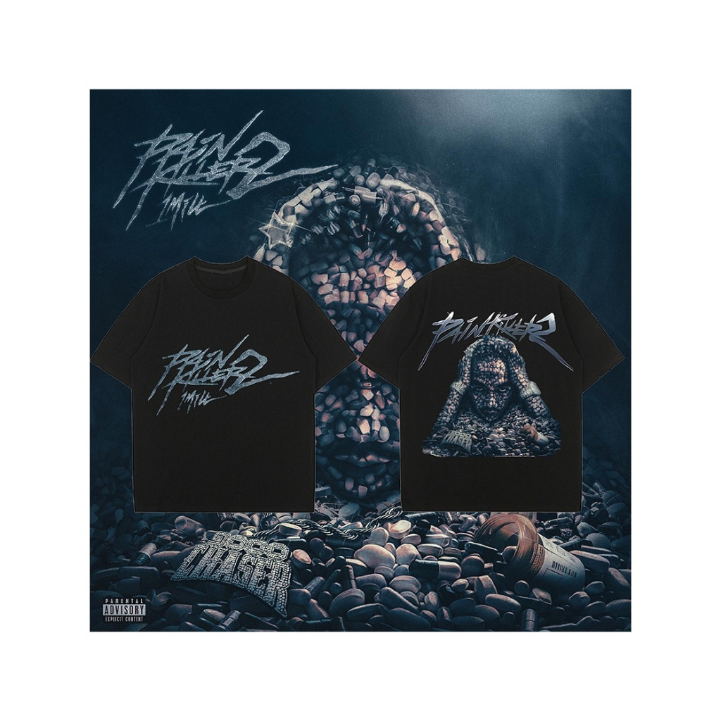 เสื้อยืดคอตตอนพรีเมี่ยม Pain Killer 2 เสื้อยืดคอกลม Cotton I LOVE YOU 1MILL S-5XL