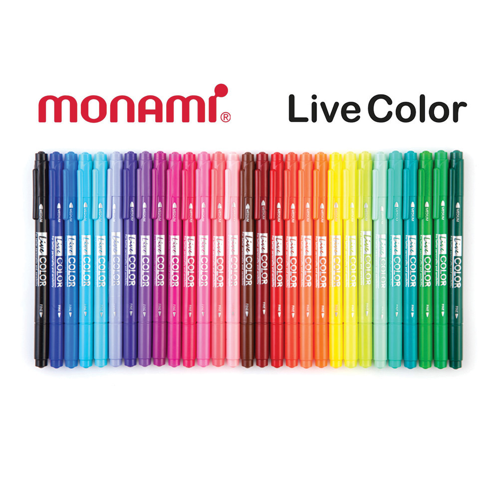 ปากกาสี Monami โมนามิ รุ่น ไลฟ์ คัลเลอร์ Live Color Monami แบบแยกแท่ง ขนาดหัว 0.6 และ 1.2 MM