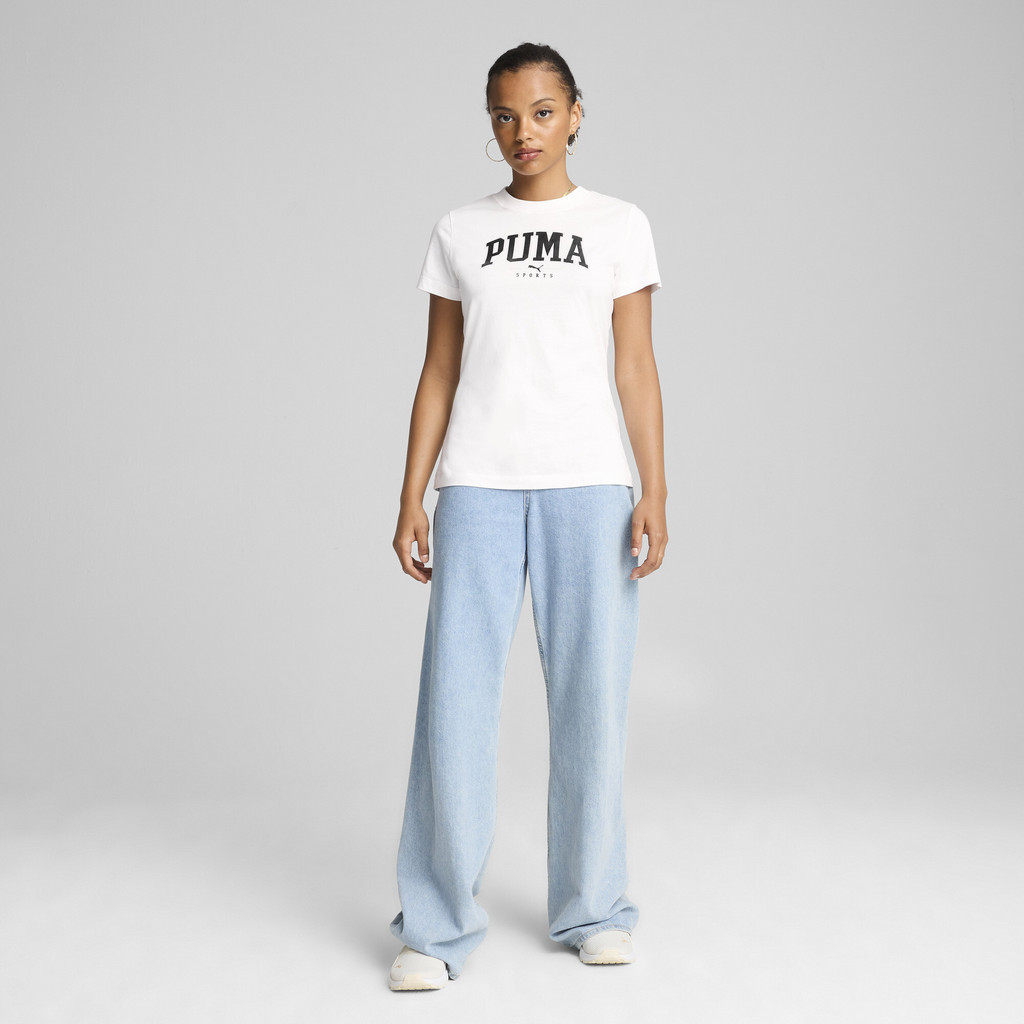 PUMA BASICS - เสื้อยืดผู้หญิงลายกราฟิก PUMA SQUAD สีขาว 68153702 — صورة 5