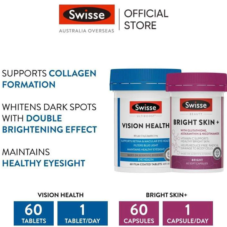 Swisse Double Bright Combo อาหารเสริมบำรุงผิว+สายตา EXP 03/2027 thumbnail 6