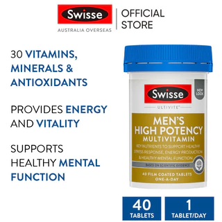 Swisse Men's High Potency Multivitamin วิตามินสำหรับดูแลคุณผู้ชาย 40 เม็ด (EXP:11 2027)