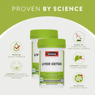(แพ็คคู่) Swisse Ultiboost Liver Detox 200 Tablets อัลตร้าบูส ดีทอกซ์ตับ 200 เม็ดเคลือบฟิล์ม x 2 ขวด (EXP:08 2028)
