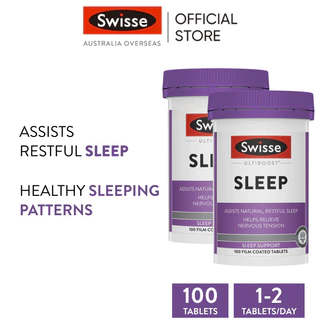 (แพ็คคู่) Swisse Ultiboost Sleep 100 Capsules อัลตร้าบูส การนอนหลับ 100 เม็ด x 2 ขวด (EXP:08 2028)