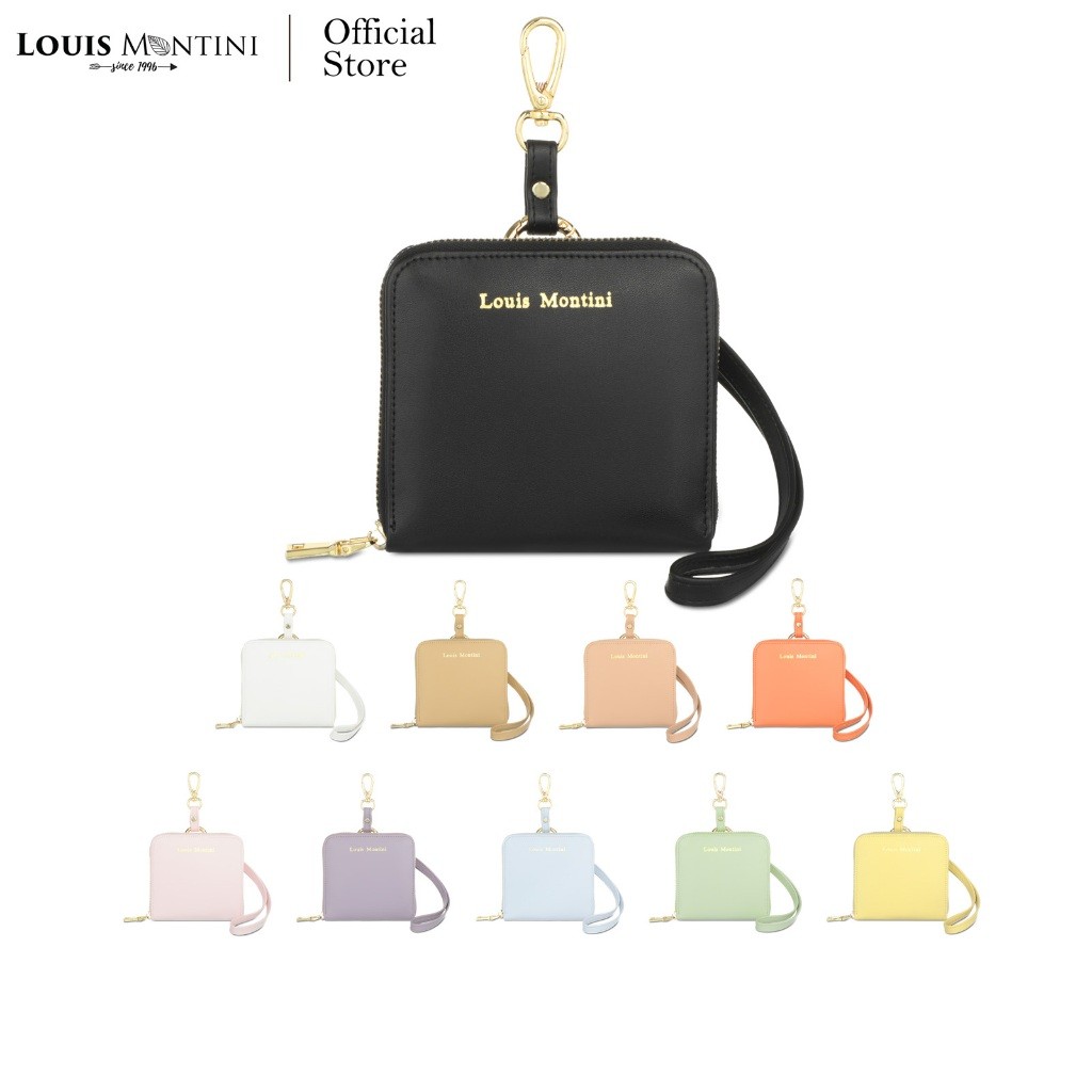 Louis Montini (Fleur De Juillet) กระเป๋าใส่เหรียญ PU สำหรับคล้องกระเป๋าทรงสี่เหลี่ยม CVRS011