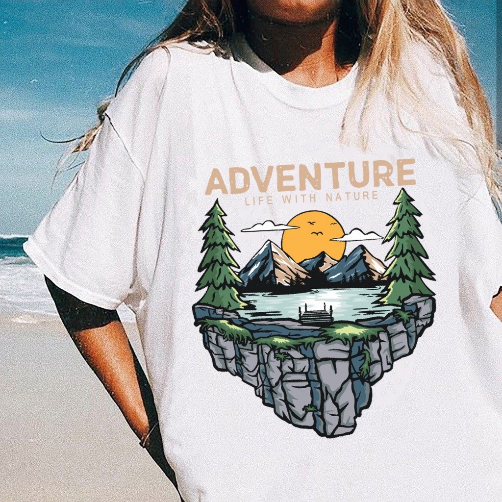 (พร้อมส่ง) เสื้อยืด Life with nature - ผ้า Cotton100%