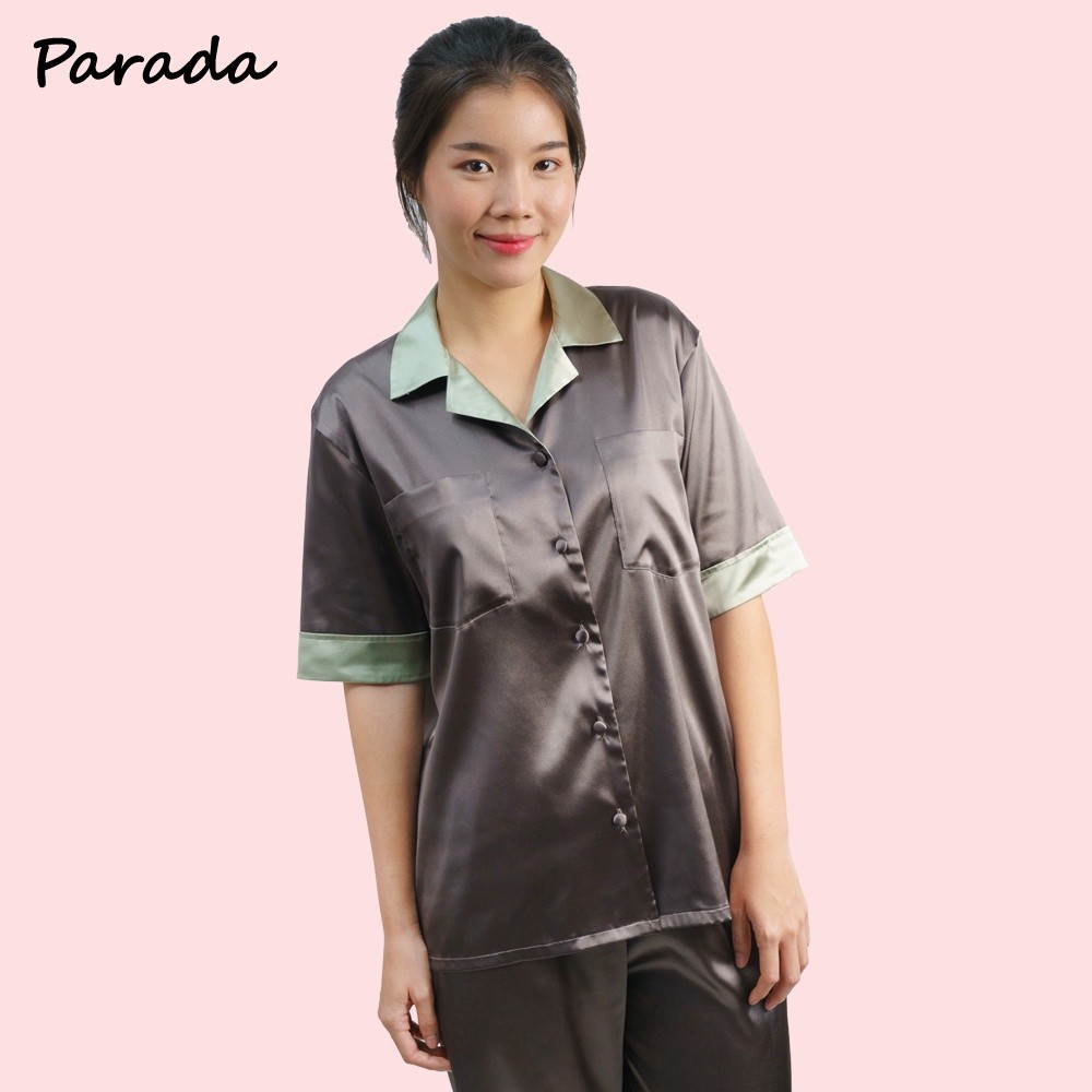 Parada ชุดนอนสำหรับผู้หญิง เสื้อแขนสั้น กางเกงขายาว 5 ส่วนผ้าผวาติน เนื้อผ้านุ่นเบาสบาย  ลื่นสวมใส่สบาย รุ่น CN9508. - รูปที่ 6