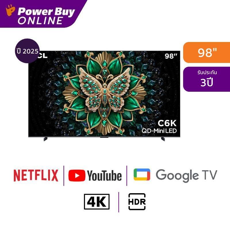 TCL ทีวี C6K Google TV 98 นิ้ว 4K UHD QD-Mini LED รุ่น 98C6K ปี 2025
