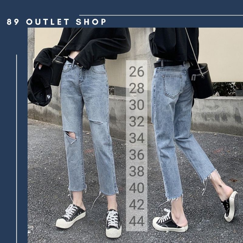 กางเกงทรงบอย ไซส์ใหญ่ BOY FRIEND  ยีนส์ขาด ยีนส์ยืด กางเกงยีนส์ไซส์ใหญ่ กางเกงคนอ้วน แฟชั่นคนอ้วน ไซ