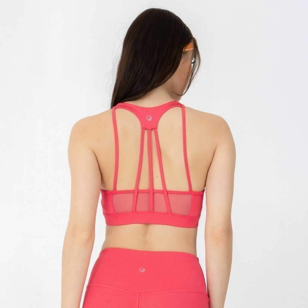 Wakingbee Trinity Rib Bra (Raspberry) สปอร์ตบรา ผ้าร่องพรีเมี่ยม ใส่ว่ายน้ำได้ กระชับ ผ้ากันยูวี แห้งไว ยืดหยุ่นดี ราคา ถูกที่สุด ดีลบีเคเค แกลเลอรีภาพที่ 2