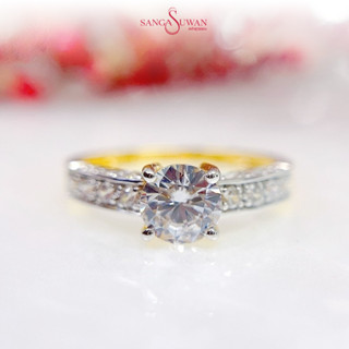 ส่งฟรี แหวนเพชรสวิส ชูบ่าเพชรรอบด้าน เรือนทองแท้/ทองคำขาว สง…