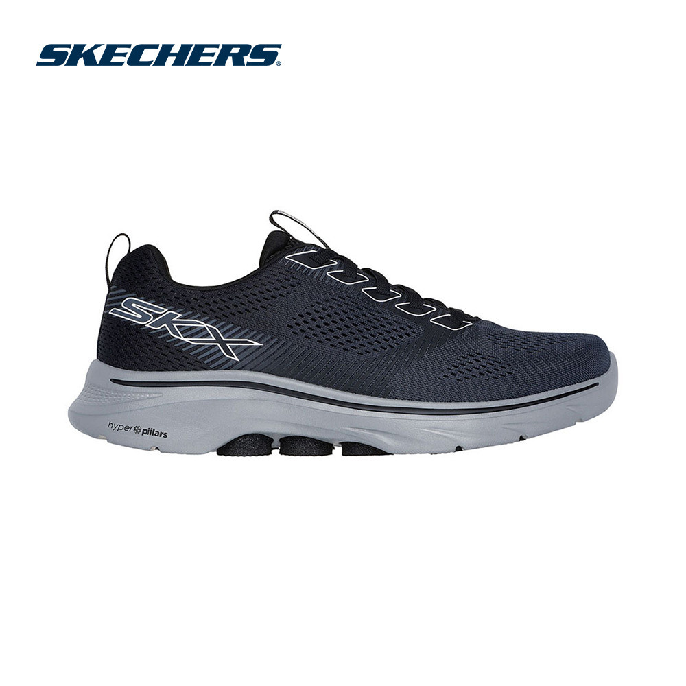 Skechers สเก็ตเชอร์ส รองเท้าผู้ชาย Men GOwalk 7 GOwalk Shoes - 216559-BKGY - Air-Cooled Goga Mat