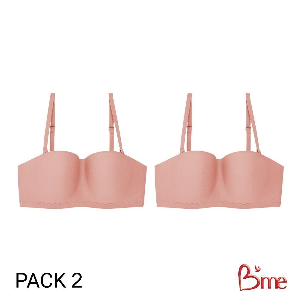 B'me เสื้อชั้นในไร้โครงถอดสาย level 2 ฟองกลาง รุ่น ME1C19 (Eco Fashion) (แพ็ก 2 ตัว) สีดำ สีนู้ด สีส