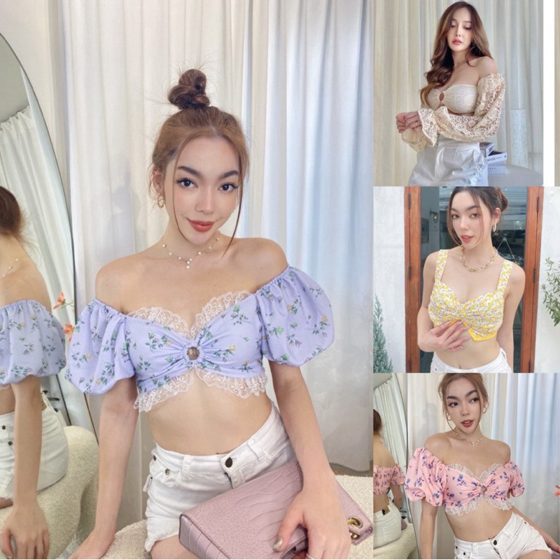 รวม เสื้อครอปแขนตุ๊กตา แต่งลูกไม้ ครอปลูกไม้  งานป้ายMilka ❤️