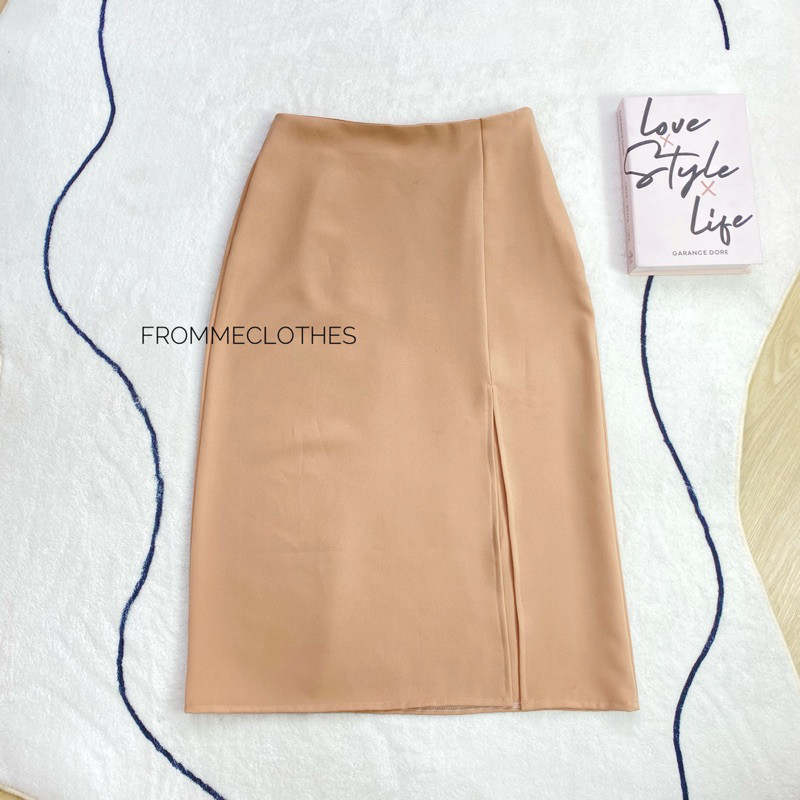 Frommeclothes กระโปรงทรงเอยาวผ่าหน้า ยาว32นิ้ว(XS-2XL) ราคา ถูกที่สุด ดีลบีเคเค แกลเลอรีภาพที่ 6