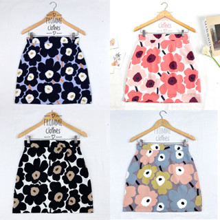 🦋กระโปรงทรงเอผ้าซากุระพิมลายดอกไม้