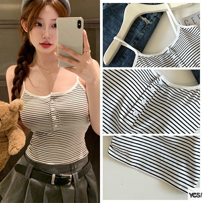 สาวเผ็ดลาย Camisole แฟชั่นอเนกประสงค์ Bottoming เสื้อผู้หญิงเซ็กซี่ Slim FITTING TOP YES