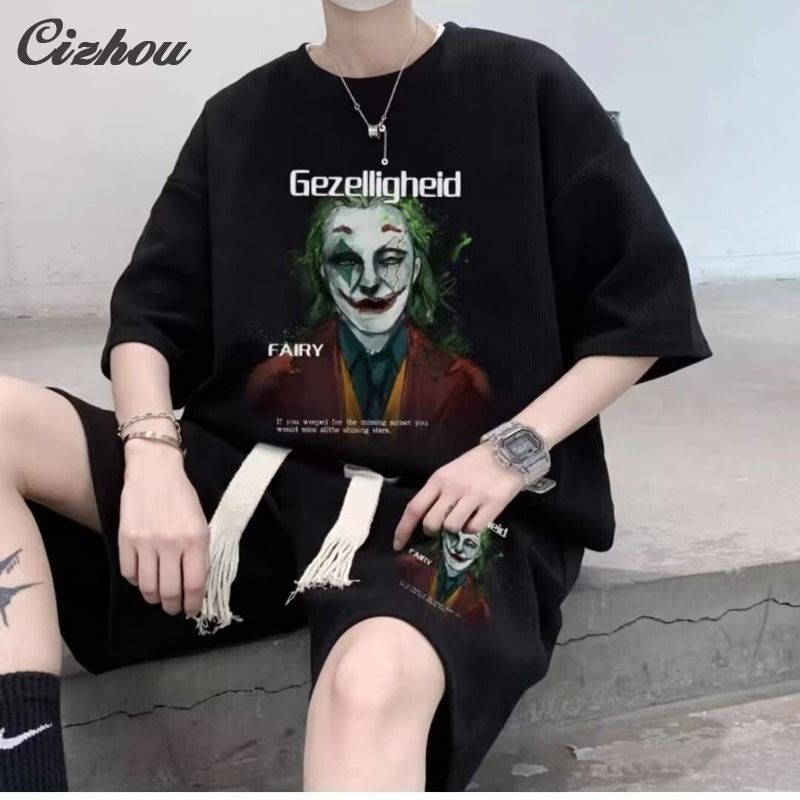 ชุดเสื้อยืดและกางเกงขาสั้นพิมพ์ลาย Gezelligheid Joker สําหรับวัยรุ่น