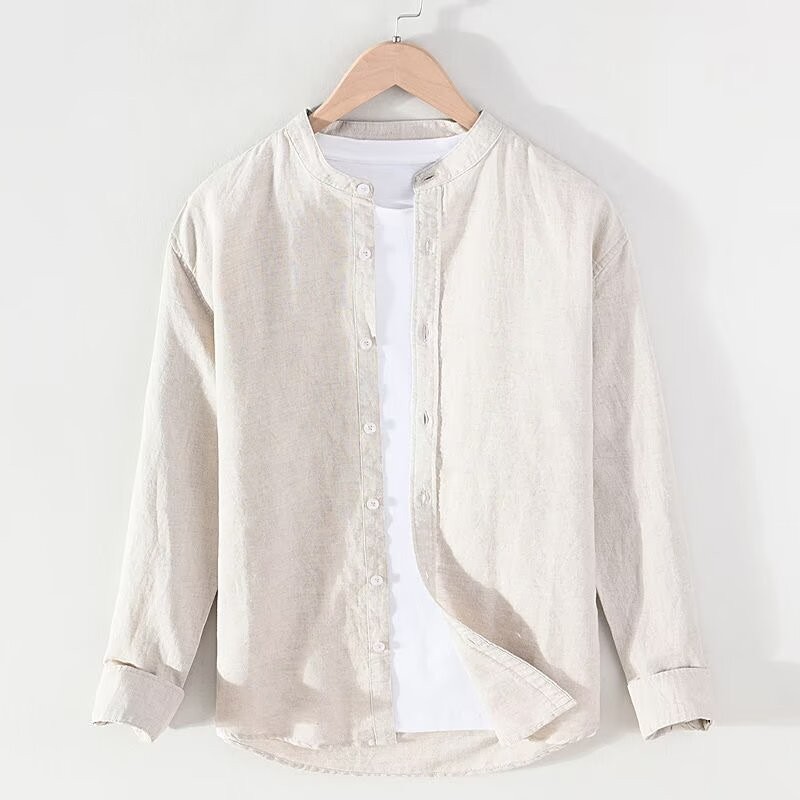 SEACHENIC เสื้อเชิ้ตผู้ชาย เสื้อเชิ้ตผ้าฝ้ายผ้าลินินหลวมญี่ปุ่น — صورة 4