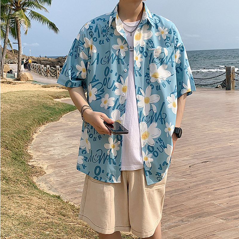 เสื้อแจ็กเก็ตแขนสั้น ผ้าเรยอน แบบบาง ระบายอากาศได้ดี ทรงหลวม ขนาดใหญ่ เหมาะกับเดินชายหาด สไตล์ฮาวาย สําหรับผู้ชาย