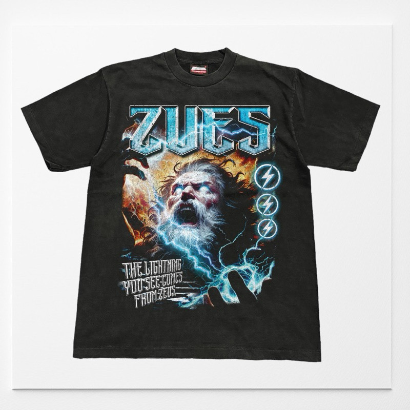 เสื้อยืดคอปก Zues สีดํา/ดํา