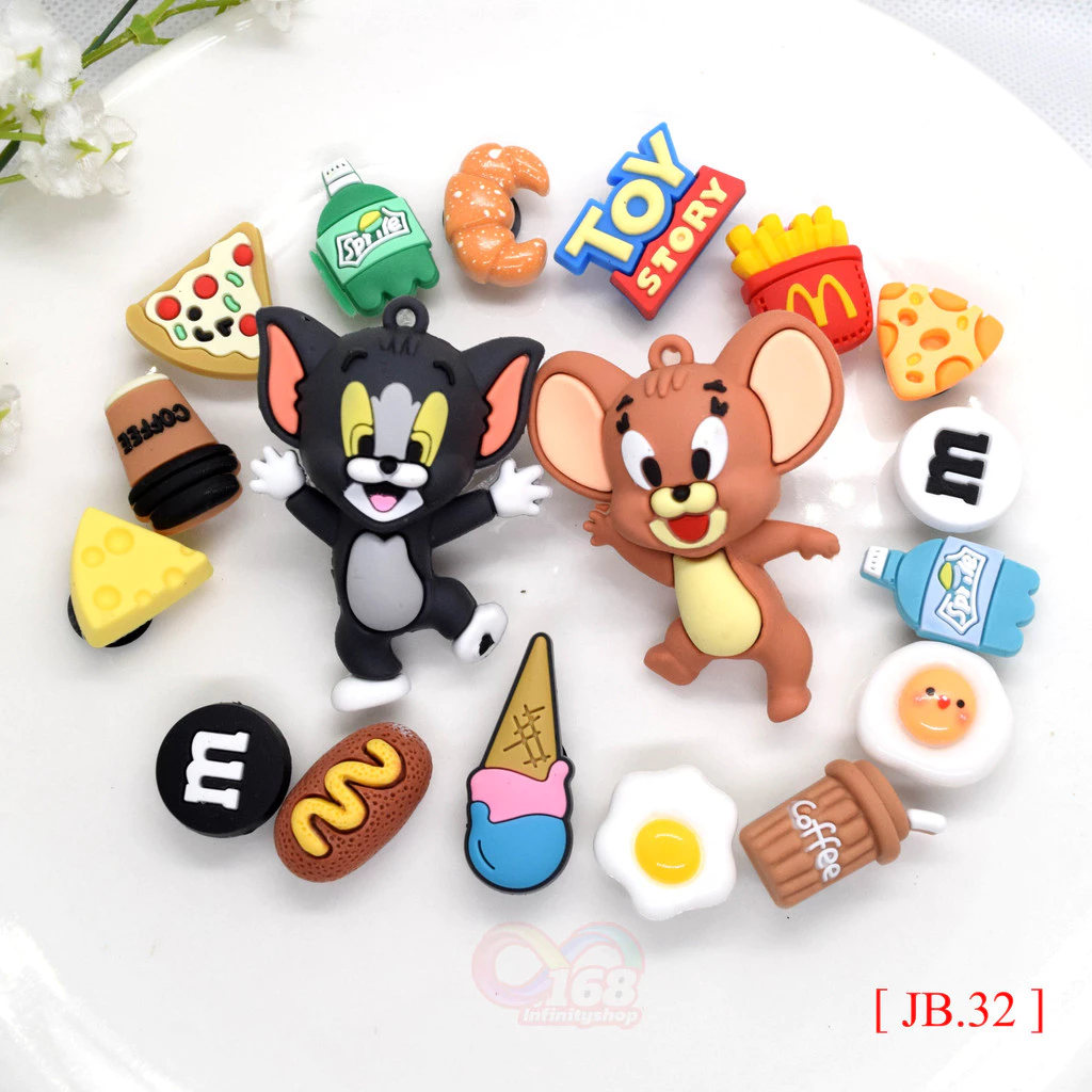 18 ชิ้น เช๊ตการ์ตูน 3D [ JB.32 ]🇹🇭ร้านไทย#ติดรองเท้า#กระเป๋า#DIY พีวีซี น่ารัก อุปกรณ์เสริม