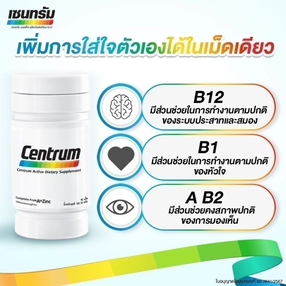 CENTRUM ACTIVE DIETARY SUPPLEMENT 30s เซนทรัม แอคทีฟ ผลิตภัณฑ์เสริมอาหาร วิตามินรวม สำหรับทุกคน 30 เม็ด thumbnail 8