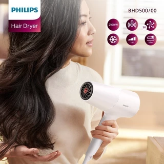 Philips ฟิลิปส์ ไดร์เป่าผม 2100W แรงลม 6 ระดับ ผมนุ่มเงางามด้วยพลังไอออนิค x2 รุ่น BHD500/00
