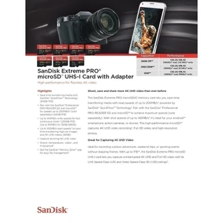 (ส่งด่วนกทม.) Sandisk เมมโมรี่ การ์ด MicroSDXC Extreme Pro 256GB U3 V30 A2 R200/W140 SDSQXCD-256G-GN6MA (ประกันศูนย์)