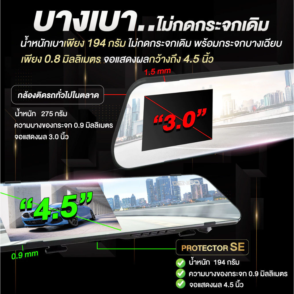 Dengo Protector SE กล้องติดรถยนต์ สว่างกลางคืน 2กล้อง ปรับแสงอัตโนมัติ เมนูไทย ประกัน 1 ปี thumbnail 6