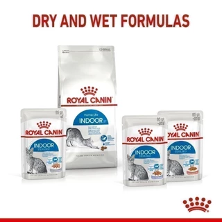 [เซตคู่] Royal Canin Indoor 4kg + Indoor Pouch Gravy 1 กล่อง อาหารเม็ด+เปียกแมวโต เลี้ยงในบ้าน (เกรวี่,โรยัล คานิน)