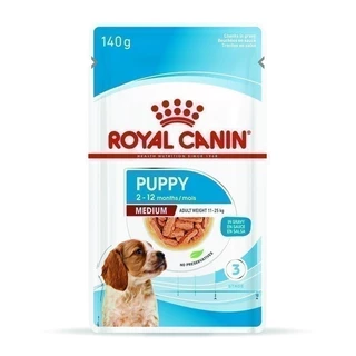 [10 ซอง] Royal Canin Medium Puppy Pouch Gravy อาหารเปียกลูกสุนัข พันธุ์กลาง อายุ 2-12 เดือน (ซอสเกรวี่, โรยัล คานิน)