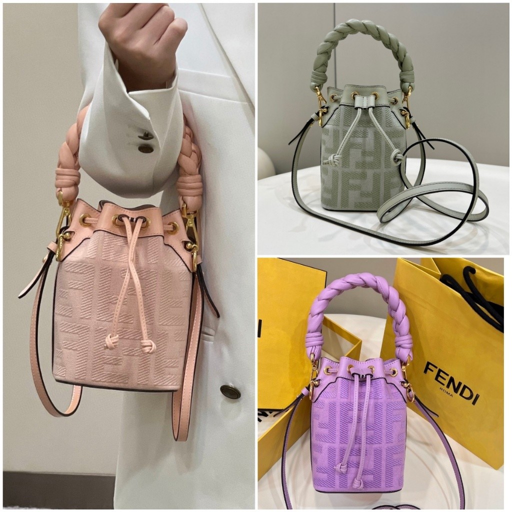 Pre order ราคา9100 Fendi เฟนดิ 038D Mini bucket bag Shoulder Bag กระเป๋าสะพายข้าง Size12*18*10cm